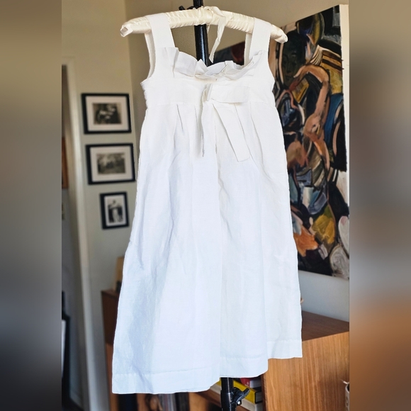 Chateau De Sable Girls White Linen Sleeveless Dress with Bow - Picture 2 of 7